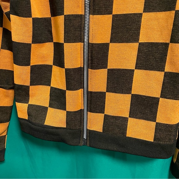 Eye Candy Plus Size Black and Yellow Checkered Zip Up Sweatshirt - L - Picture 6 of 11